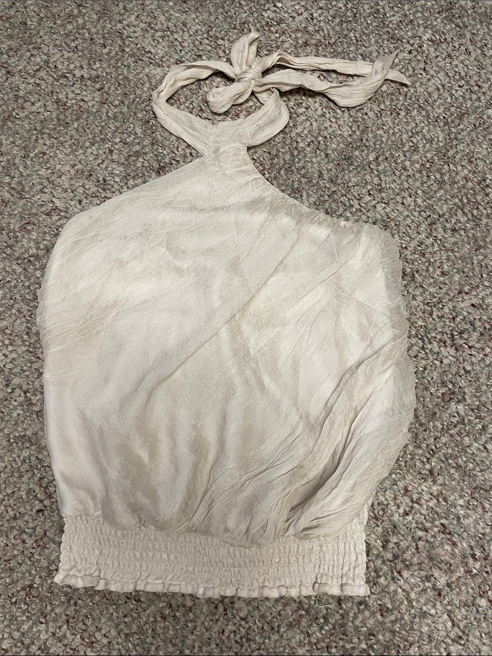 Bebe 100% silk Women’s Cream Halter Neck sleeveless Top